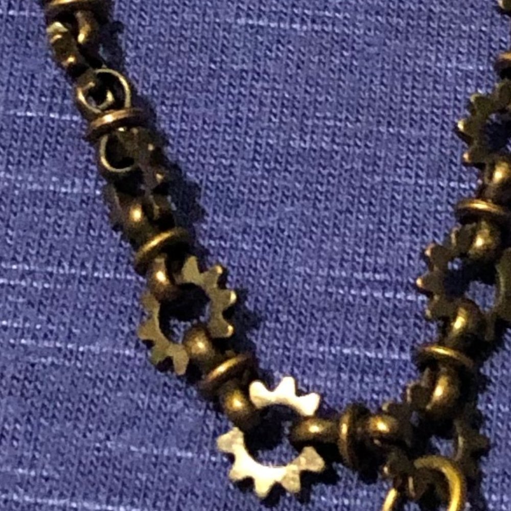 Antique Gold and Clear Rhinestone Cross Necklace and Earring Set - Picture 2 of 4